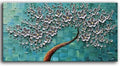 YaSheng Art - 100% hand painted Flower Art Oil Painting On Canvas Texture Silver Flowers Tree Paintings Modern Home Bedroom, Dining Room, Decor Wall Art 3D Abstract Artwork Paintings 20x40inch