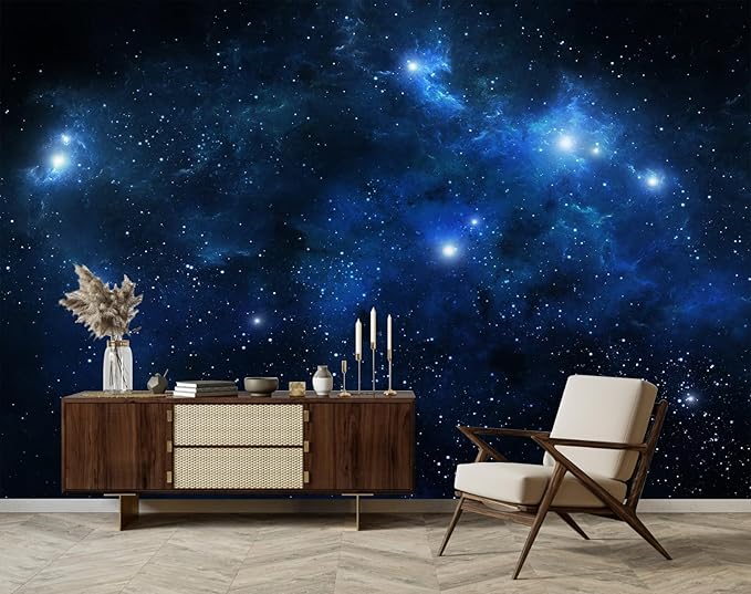 Galaxy Wallpaper Peel and Stick Night Sky Ceiling Self-Adhesive Mural for Living Room Bedroom 82"x57"