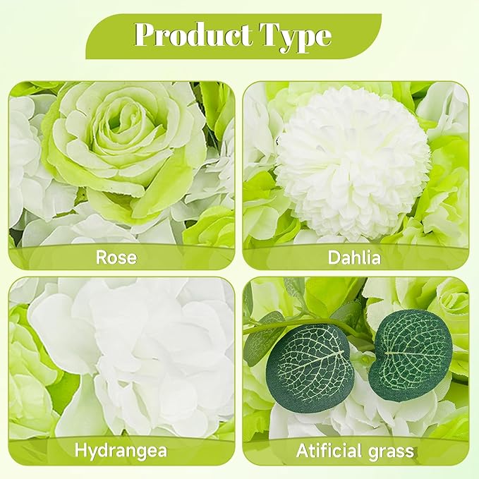 12Pcs Artificial Flower Wall Panel 3D Floral Backdrop Wall 15" X 15" Flower Wall Decor Flower Wall Backdrop Faux Flower Panel for Party Home Background Decor, Green
