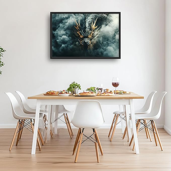 Chinese Dragon Large Wall Art Framed Wall Decor for Living Room Asian Dragon Pictures Oversized Canvas Print Painting Modern Extra Large Framed Artwork for Bedroom Office Home Decor 36"x24"
