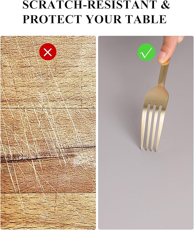 Light Gray Plastic Table Cover Protector, 36" x 60" Waterproof Easy Flat PVC Desk Pad Mat, 1.5mm Thick Rectangle Vinyl Table Top Protector for Dining Room Table, Office, Dresser