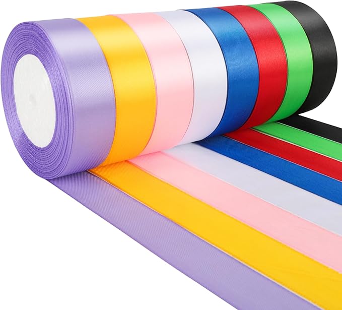 NESCCI 200 Yards Ribbon,1 Inch Satin Ribbon,Single Face Satin Ribbons, Perfect for Gift Wrapping,Wedding Decoration,Handmade Bows,Wrapping Bouquet and More