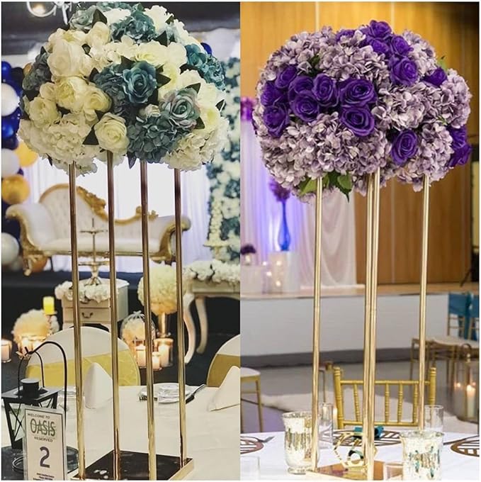 10 Pcs Tall Wedding Elegant Metal Flower Centerpieces, 23.6" Gold Flower Stand Vase Display Column for Wedding Event Reception Table, Wedding Geometric Vases for Party Table, Home Décor