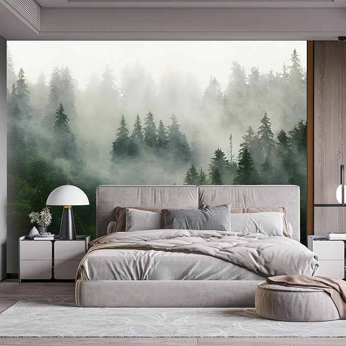 Forest Wall Murals Peel and Stick Forest murals Removable Waterproof Large Wallpaper for Living Room Bedroom (Color-3, 118×82 inch)