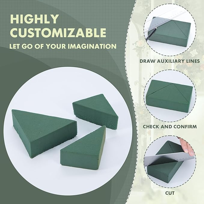 10 Pcs Floral Foam Blocks, 5.5"L x 3.1"W x 1.7"H Green Dry & Wet Flower Foam for Fresh and Artificial Flowers, Plant Foam for Wedding, Birthdays, Pary, Home Decorations