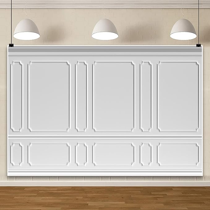 AOFOTO 10x6.5ft Room Photo Backdrop White Living Room French Classic Frame Wall Photography Background Office Video Conference Meeting Background Adult Children Portrait Photoshoot Backdrop
