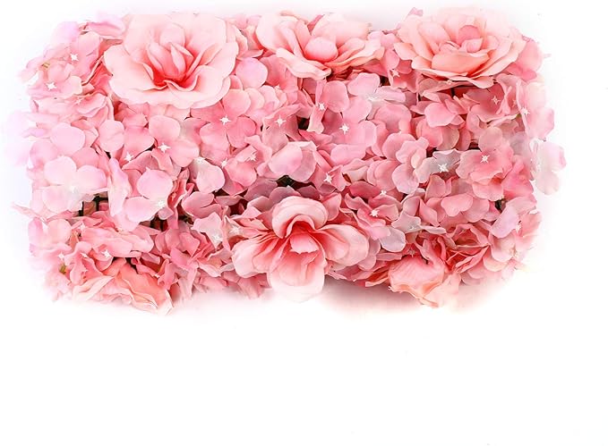 Gdrasuya10 12 Pcs Artificial Flower Wall Panels 3D Flower Background Panel for Wall, 40x60cm Wedding Flower Decorations Wall Silk Rose Panels for Party, Nail, Photo Areas, Stage Background (Pink)