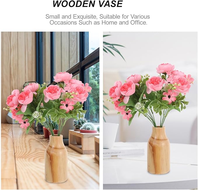 Wooden Flower Vase for Dried Plants Decorative Plant Pot Rustic Home Decor Centerpiece for Dining Table Office Bookshelf Wedding and Living Arrangement