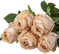 Artificial Realistic Roses Champagne Flowers 24" Real Touch Silk Roses Bouquet Long Stems Rose for Flower Arrangement Fake Roses Decor for Home Party Wedding Table Centerpieces Roses Realistic - 5 Pcs