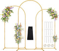 Antizz Arch Backdrop Stand,7.2FT, 6.6FT, 6FT Set of 3 Metal Gold Balloon Arch Stand Kit Wedding Arch Stand for Baby Shower Birthday Party Event Decoration Garden Floral Balloon Arch with Base