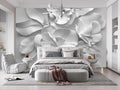 WFBHUA-Gray Peony Floral Wallpaper Peel and Stick Large Self Adhesive Wall Mural for Bedroom 137"x100"