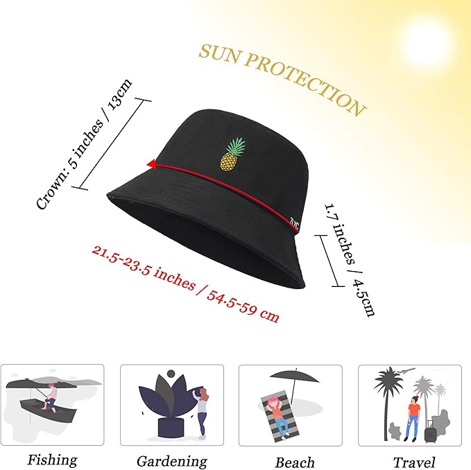 ZLYC Unisex Fashion Embroidered Bucket Hat Summer Fisherman Cap for Men Women