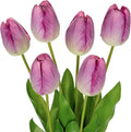 6PCS 23" Fake Tulip Flowers Artificial Violet Tulips Long Stem Faux Flower, Silk Flower Décor for Floral Arrangement Home Farmhouse Wedding Decoration