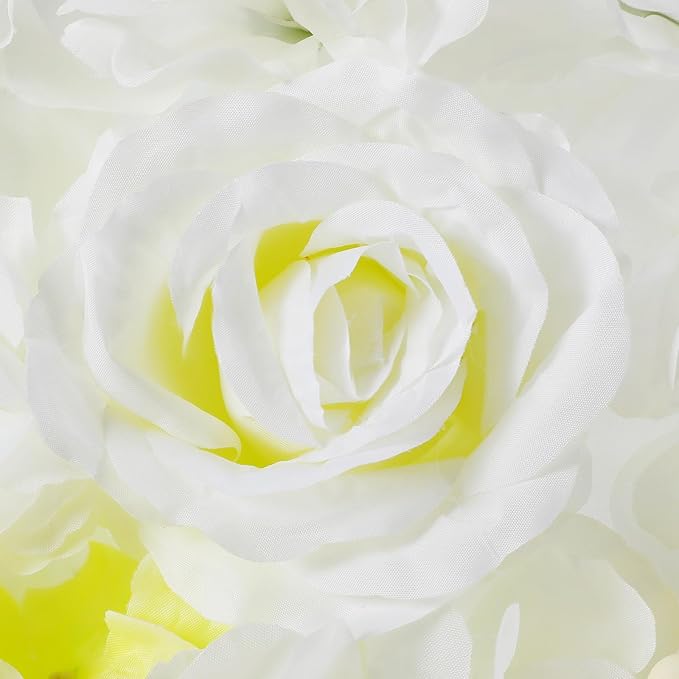 12 Pcs White Flower Wall Flowers Backdrop Artificial Flower for Backdrop Flowers Decoration 3D Floral Panels for Wall Decor Home Party Wedding Room Decoration (60x40cm/White+Yellow)