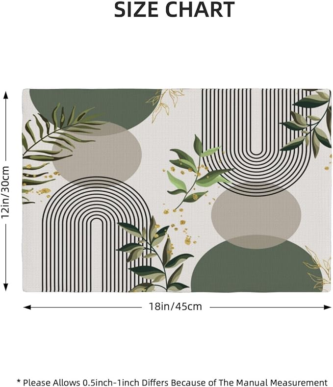 Boho Leaves Placemats Set of 6,Wildflower Summer Table Mats for Party Kitchen Dining Decoration 12x18 Inch 6 PCS, Style-12
