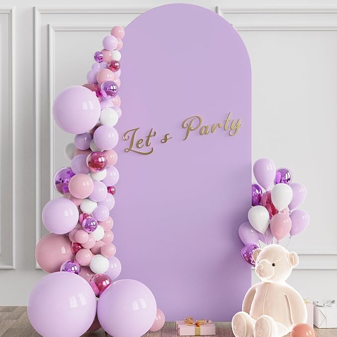 Wokceer 6FT Wedding Arch Cover Spandex Fitted Wedding Arch Stand Covers Round Top Chiara Arch Backdrop Cover for Birthday Party Ceremony Banquet Decoration Lavender, COVER 1.8M- LAVENDER-A