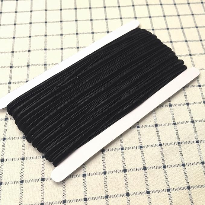 Chenkou Craft Black 25 Yards 1/4" Velvet Ribbon Bulk (Black, 1/4"(6mm))