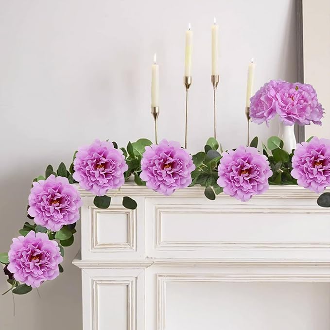 20pcs 5" Artificial Flower Peonies, Silk Peonies with 6" Stems, Flowers Suitable for Wedding Bouquets, Home Party Decoration (Light Purple)