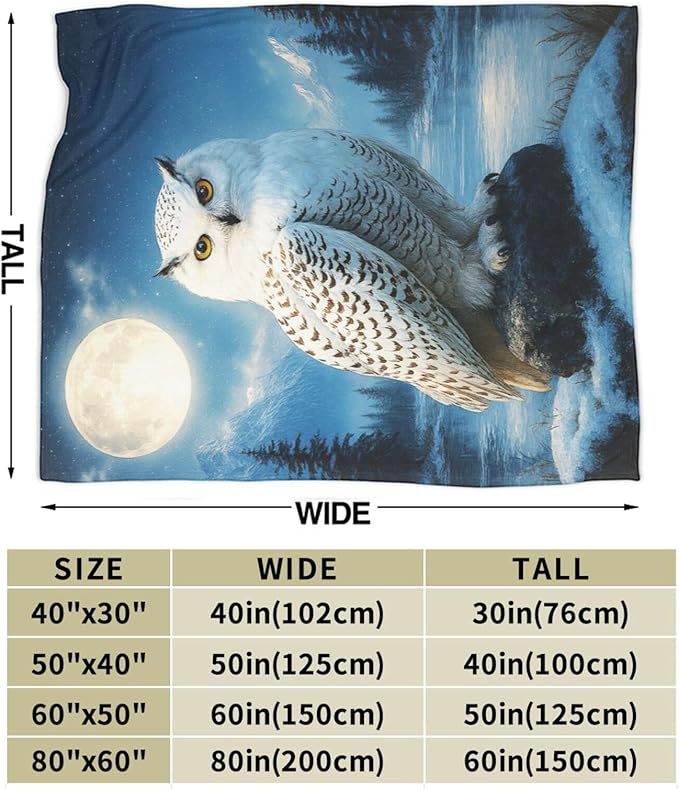 Owl Blanket Cute Owl Throw Blanket Soft Cozy Fleece Fuzzy Stuffed Plush Flannel Gifts for Girls Women Boys Kids Adults 60"X80"