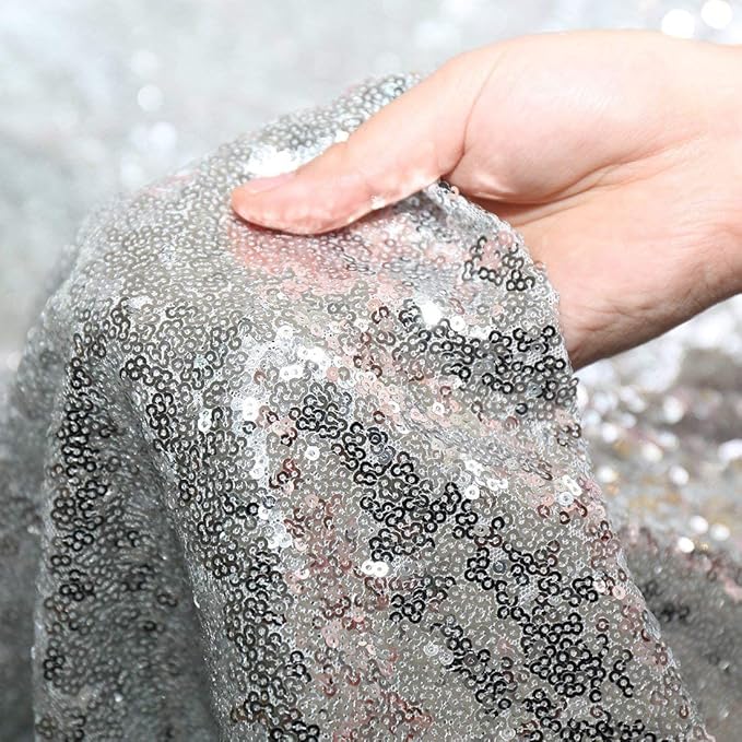 Silver Sequin Backdrop Curtains 4FTx8FT 2 Panels Sparkle Backgound Drapes Glitter Metal Backdrop Curtain for Weddings Showers Photophy Parties Birthday Christmas