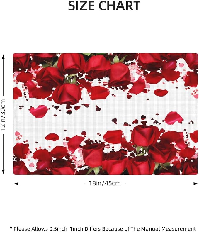 Rose Linen Table Placemats Set of 6 Romantic Red Flowers Place Mats for Home Party Kitchen Indoor Holiday Rustic Washable Heat Resistant Table Mats 12 x 18 Inch