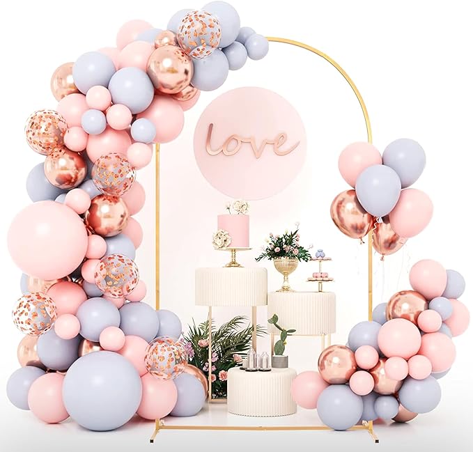 Metal Arch Backdrop Stand and Cover Set, 8FT, 7.2FT Party Backdrop, Easy to Assemble, Backdrop Stand for Parties, Birthday, Baby Shower
