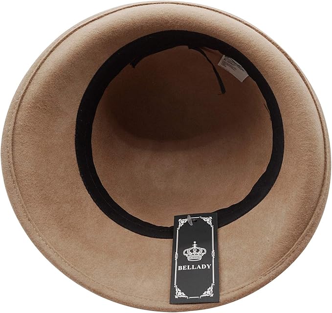 Bellady Women's Elegant Flower Wool Cloche Bucket Bowler Hat