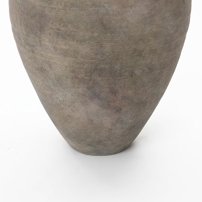 LuxenHome Rustic Ceramic Floor Vase, 17.7" Tall Terracotta Pot with Earthy Gray-Brown Finish, Vintage Pottery Large Vases for Decor Living Room, Farmhouse Flower Vase for Entry Way Table Home Decor