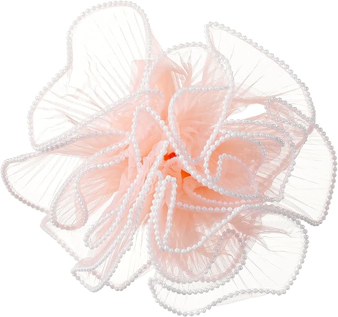 Ymapinc Pearl Mesh for Bouquets Wapping, 4 Yard Pink Floral Pearl Paper for Bouquet Flower Packaging, Bride Wedding Mother's Day Valentine's Day Gift(144x10.63inch)