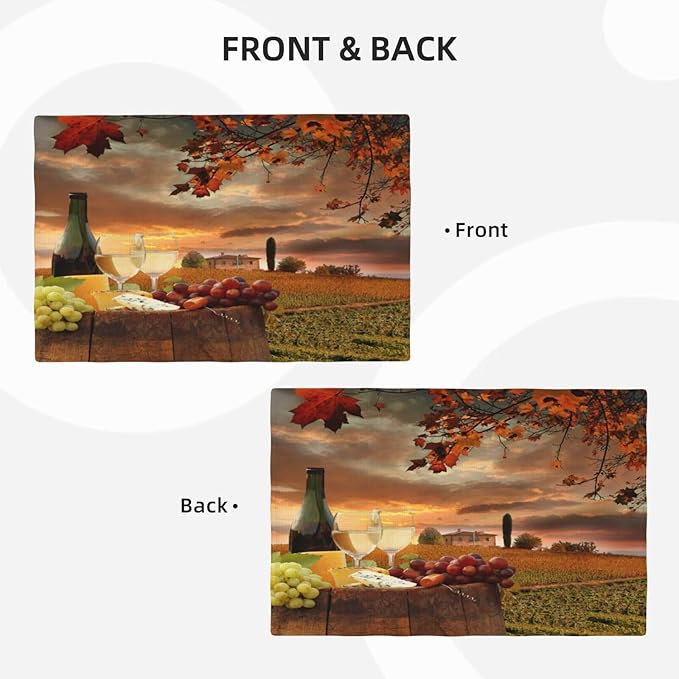 Wine Placemats Set of 6 Romantic Sunset White Wine Linen Placemat Indoor Outdoor Party Home Desktop Kitchen Dining Room Decoration 12x18 Inch
