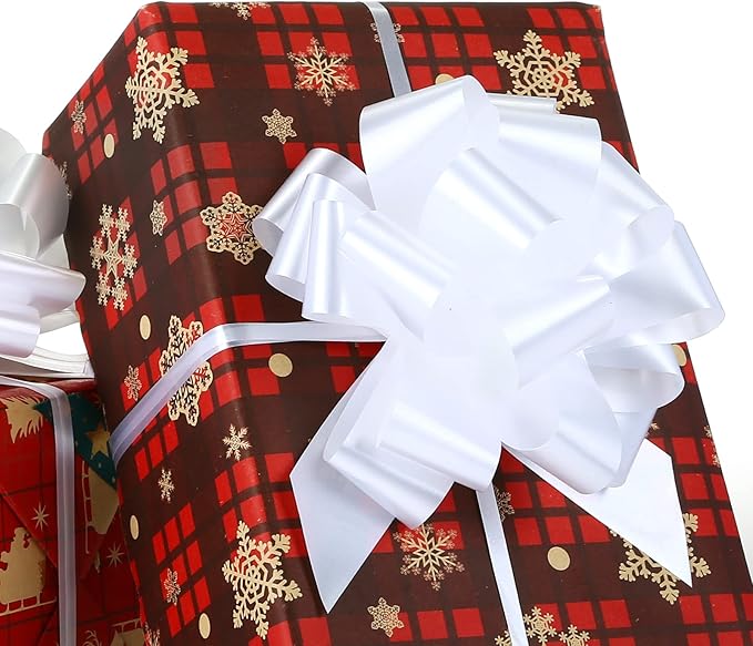 GWHOLE 30 Pcs 5'' White Pull Bows for Gift Wrap Gift Bow Wedding Birthday Party Decor