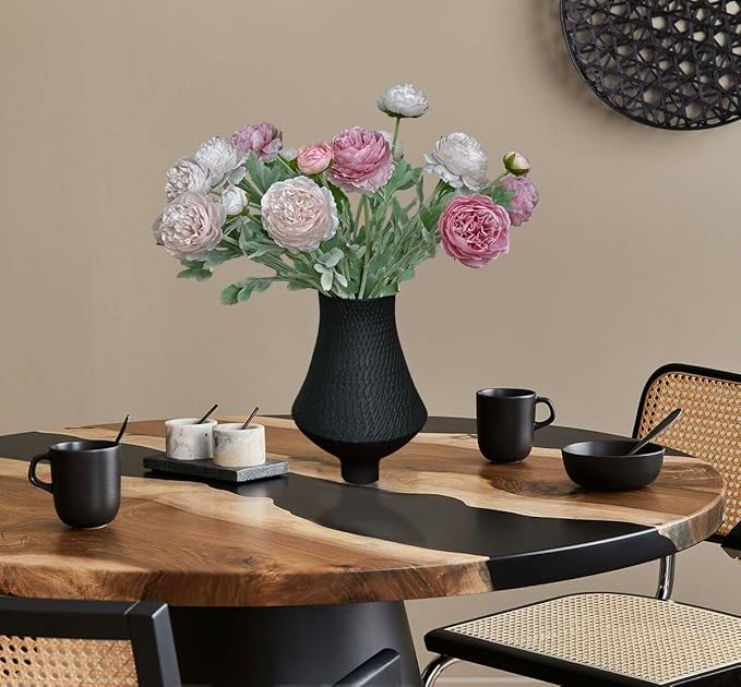 7 pcs Peony Artificial Flowers with Stems, Faux Ice and Opal Pink Ranunculus Mixed, Silk Flowers Arrangement for Home Office Farmhouse Indoor Decor, Kitchen Dining Table Centerpiece Decor
