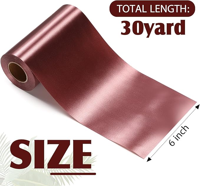 Syhood Outdoor Leaf Ribbon Floral Satin Ribbon for Crafts Aspidistra Waterproof Holiday Outdoor Decoration(6 Inch X 30 Yards,Brown)