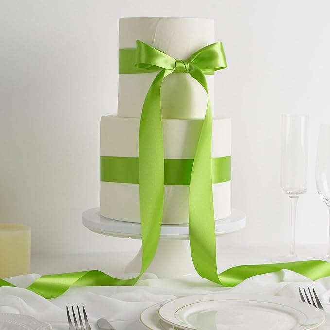 MEEDEE Lime Satin Ribbon 1-1/2 inch Lime Ribbon Double Faced Satin Ribbon by 50 Yards Lime Green Ribbon for Christmas Tree, Wreaths, Crafts, Satin Weddings, Flower Bouquet, Holiday Decorating