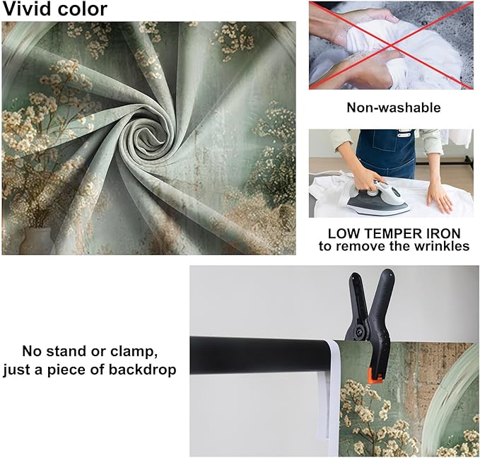 Baocicco 12x8ft Vintage Flower Wall Backdrops for Photography Mint Green Ancient Background Cloth Victoria Floral Bridal Shower Honeymoon Travel Vocation Props Wedding Engagement Party Banner Props