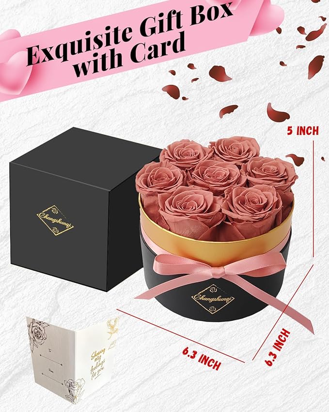 Changshunqi Forever Flowers, Preserved Real Rose in Box Preserved Flowers for Delivery, Eternal Rose Flower Last 2-3 Years, Anniversary Roses Forever Birthday Gifts for Women Mothers, Wife, Her, Mom