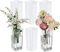 Rosebloom Clear Plastic Vases, Acrylic Flower Vase for Desktop Decoration, 6 Packs
