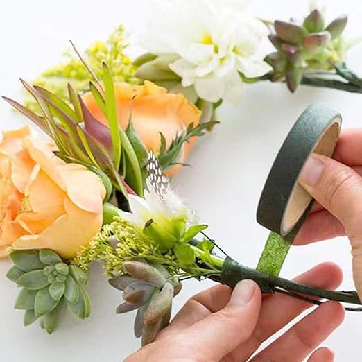 12 Rolls 1/2 Inch 30 Yard Green Floral Tape for Bouquet Stem Wrapping - Adhesive, Waterproof and Flexible (Olive Green+Dark Green)