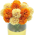 20Pcs Artificial Fake Flower Plants Silk Chrysanthemum Ball Hydrangea Arrangements Wedding Bouquets Decor Home Kitchen Garden Party Table Floral Centerpieces DIY (Beige&Orange)