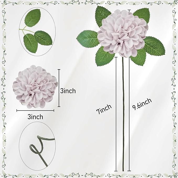 Artificial Flowers, 100pcs Realistic Artificial Rose for DIY Wedding Bouquets Centerpieces Arrangements, Dark Purple and Light Purple Dahlia Flowers with Stem for Bridal Shower Party Home Decorations