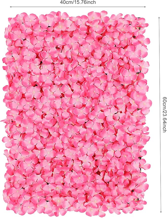 Flower Wall Panels, 10Pcs Artificial Flower Wall 3D Flower Wall Backdrop Pink Silk Rose Floral Decorative Faux Flower Wall Background for Wedding Home (Pink,15.7 * 23.6 in)