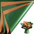 LeZakaa 20 Sheets Christmas Flower Wrapping Paper, Retro Green and Bronze Gold Design Waterproof Reversible Floral Bouquet Paper, for Valentines, Mothers Day, Party, Birthday, Wedding, Baby Shower