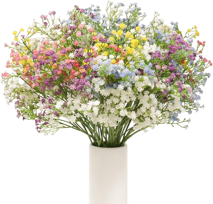 DEEMEI 15 PCS Babys Breath Artificial Flowers Fake Babys Breath Flowers Artificial Bulk Gypsophila Bouquets Real Touch Faux Flowers for Wedding Floral Arrangement Party Home Decoration