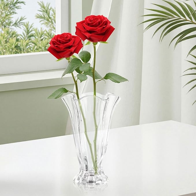 Fenteer Clear Glass Vase for Centerpieces,Decorative Ornaments Transparent Flower Bouquets Vase for Housewarming Gift Home Decoration