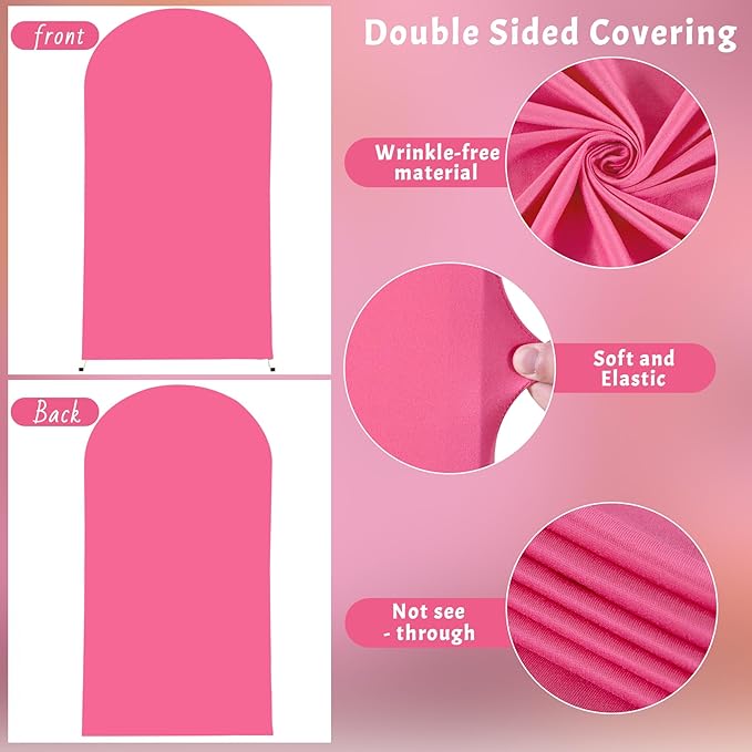 6FT Fuchsia Arch Backdrop Cover - Polyester Fitted Wedding Arch Stand Covers Round Top Chiara Arch Backdrop Cover for Birthday Party Banquet Photo Background Decoration