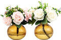 Round Glass Vases, Set of 2 Small Vases for Flowers, Amber Glass Vase for Tulips, Modern Vase for Living Room, Office, Coffee Table, Shelf, Wedding, 5 Inches