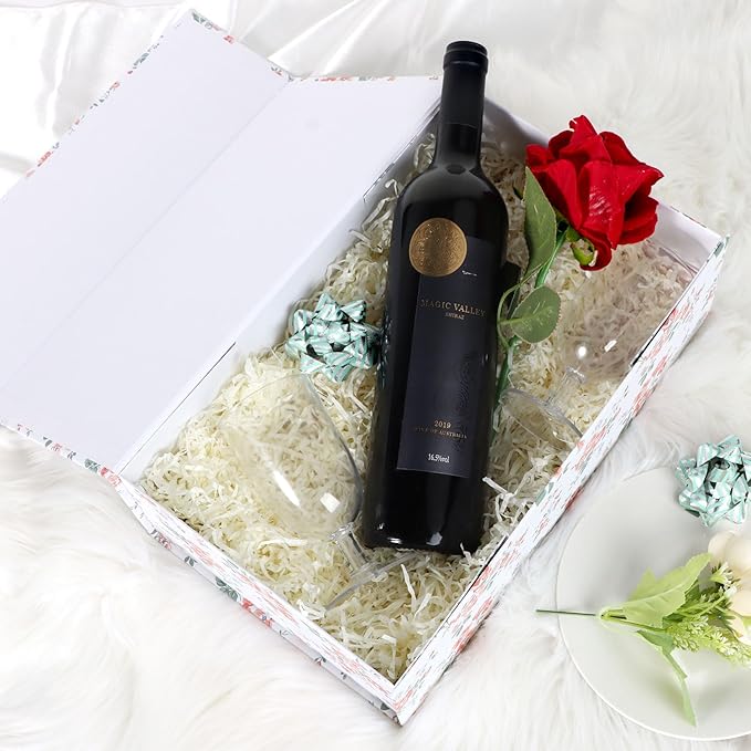 Rose Floral Gift Box with Magnetic Lids 13.8x8.3x4.4 in, Large Bridesmaid Proposal Boxes, Rectangle Wedding Decorative Storage Box 5 Pack