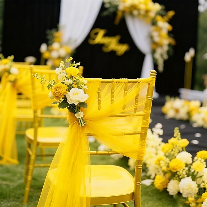 Yellow Tulle Mesh Ribbon 6 Inch x 100 Yards(300ft) Netting Spool Fabric Ribbon Ideal for Tutu Skirt Art Gift Wrapping Flower Bouquet Crafts Weddings Floral Arrangements