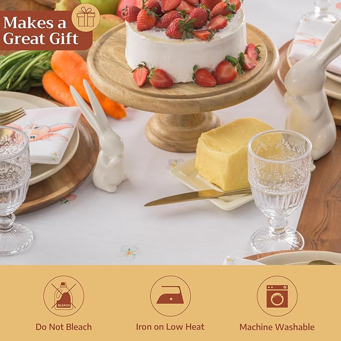 Maison d'Hermine Table Runner 100% Cotton Double Layer Table Runners 108 inches Long Decorative for Home Kitchen Dining Party Baby Shower Wedding Bridal Shower Spring Summer (Bunny Party,14.50"x108")