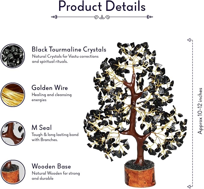 Black Tourmaline - Crystal Tree for Positive Energy - Crystals - Healing Chakra Tree - Healing Crystals - Healing Stones - Crystal Gifts, Spiritual Gifts, Viking Decor, Tree of Life, Black Tourmaline